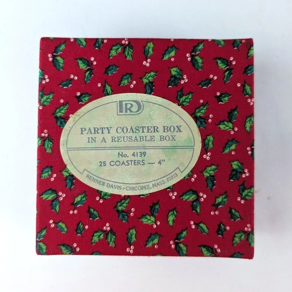 Vintage Renner Davis Christmas Party Coasters w/ Box